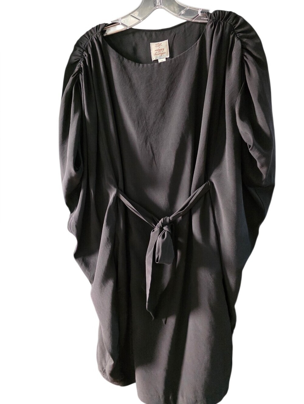 Suzy Chin For Maggy Boutique Black Batwing Tie-Waist Dress Size 0